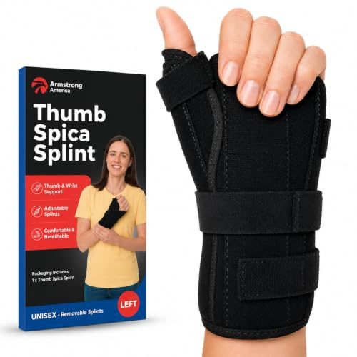 Thumb Spica Splint & Wrist Brace | Both a Wrist Splint and Thumb Splint to Support Sprains, Tendinosis, De Quervain's Tenosynovitis, Fractures | Trigger Thumb Brace for Carpal Tunnel (LEFT S/M)