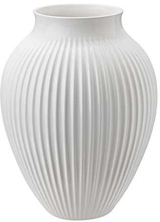 Knabstrup Keramik | Gerillte Vase | Geformt mit Lehm und Leidenschaft | Elegante und Klassische Form seit 1897 | Modern Anmutend | Weiß | 27 cm