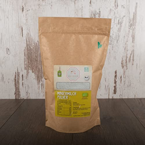 süssundclever.de® Bio Magermilchpulver | 1,0 kg | aus Deutschland | sprühgetrocknet | plastikfrei und ökologisch-nachhaltig abgepackt