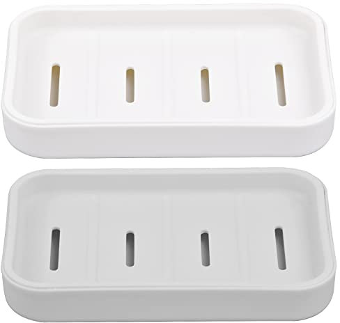 2 Stück Seifenschale mit Ablauf, Kunststoff Seifenkiste, Seife trocken halten, Seifenablage rutschfest und Robust, Seifendose Reise Soap Box für Badezimmer, Küche, Zähler, Dusche