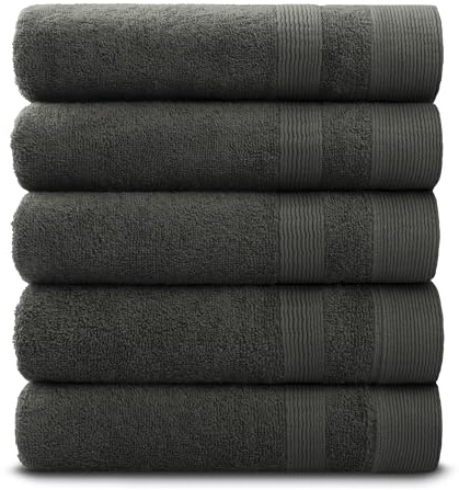 PandaHome Handtuch Set aus Baumwolle 100% - 5 Handtücher | Towel, Schnelltrocknend Weich Saugstark 500 g/m² (Anthrazit)