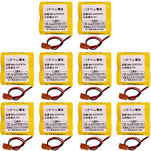DCYNXC 10Pack 5000mAh BR-CCF2TH 6V Lithium Replacement Battery for FANUC A06B-6073-K001 A98L-0001-0902, Brown Connector
