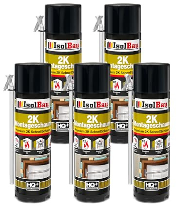Isolbau 2K Montageschaum B2 Zargenschaum - Premium PU-Schnellschaum für Türen, Fenster, Dämmung & Montage - 5 x 400 ml