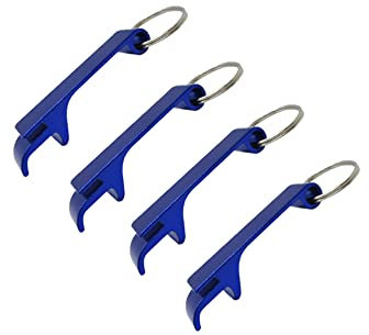 Gadgetime USA Beer Cap Opener 4 piece set, Beer Bottle Opener, Bottle Cap Opener For Beer, Soda, Cans (Blue)
