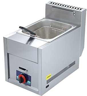 Friteuse à Gaz,Friteuse à Croustilles de Poulet Réservoir de Friteuse à Gaz 6L Friteuse Cuve Multifonction en Acier Inoxydable Épais pour Cuisine de Restaurant Commercial,Single Pot,6L