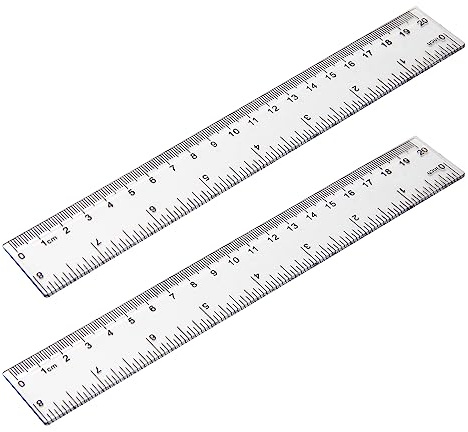 Pletpet 2 Pack - 8 inch Clear Plastic Ruler Straight Shatterproof Transparent Rulers for Office Supply (Clear)