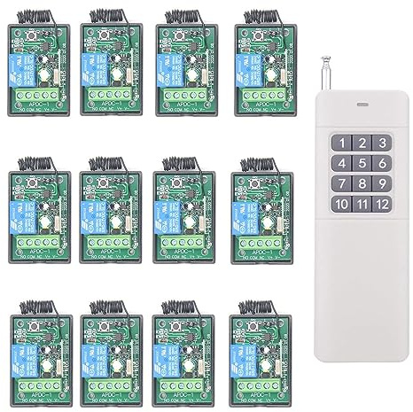 12 V, 24 V, 12 canales, 400 m, 500 m, alcance de larga distancia, RF, mando a distancia, interruptor de luz, receptor, sistema para garaje, puerta, relé, control remoto