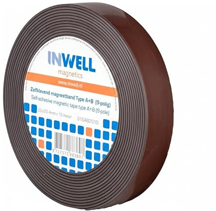 Inwell - Magnetband selbstklebend - Type A+B | 25,4 | 10 meter | Hochwertigem Kleber