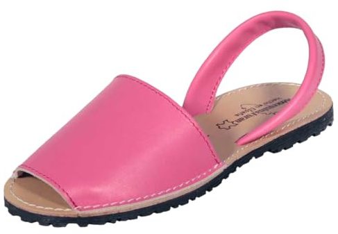 HECHO EN ESPAÑA Menorquina - Ibicencas - Sandalia de Verano de Piel Cuero… (FUCSIA, 40)