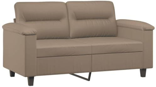 vidaXL Sofa 2-Sitzer, Loungesofa Couch mit Armlehnen Rückenkissen, Wohnzimmersofa Designsofa mit Metallgestell, Sitzmöbel Zweisitzer, Cappuccino-Braun Kunstleder