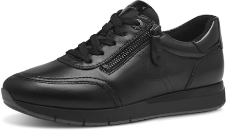 Tamaris Comfort Damen Sneaker flach zum Schnüren mit Reißverschluss, Schwarz (Black Uni), 41 EU