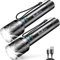 REHKITTZ Torch, LED Rechargeable Torches(Built-in Large Capacity Battery) High Lumen Super Bright Flashlight with Power Display,Long Working Time,Aluminum Alloy,5 Light Modes,Zoomable Torch（2 Pack）