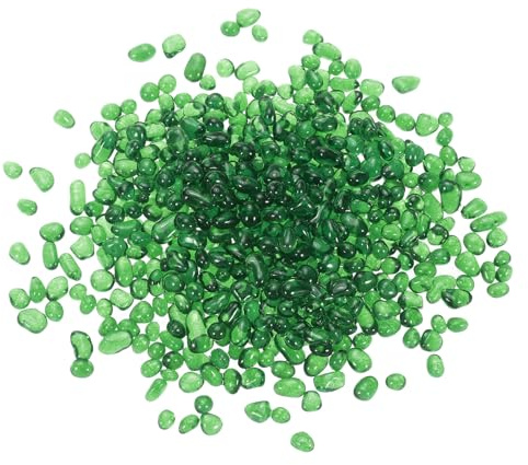 QUARKZMAN Bolas de Vidrio Redondas para Fuego Canicas de Vidrio guijarros de Vidrio Rellenos de Jarrones Gemas para Acuario de Peces 3-6mm 300g/0.67 Lbs Verde