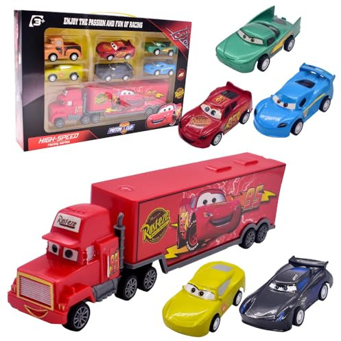 Auto Spielzeug Set, 7 Stück Transporter Spielzeug Car Spielzeugauto Set Mini Die Cast Spielzeugautos Pull Back Autos Kleine Fahrzeuge Spielzeugauto für Kinder Mini Cars Spielzeugs Geschenk für Kinder