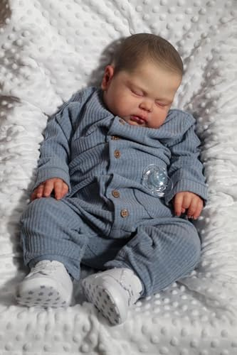 RXDOLL Große Größe Reborn Kleinkind Junge 60CM Realistische Reborn Baby Puppen Augen Geschlossen Lebensechte Babypuppen Die echt Aussehen Leben Toddler Baby Puppe Geburtstagsgeschenk