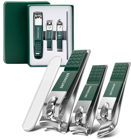 Ensemble de coupe-ongles robuste avec lime à ongles en verre pour ongles incarnés épais, avec coupe-ongles tranchants en acier inoxydable pour personnes âgées, hommes et femmes