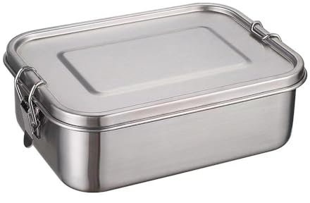 Lunch Box Rectangular Stainless Steel Sealed Leak-Proof Single-Layer Bento Box Suitable for Camping, Cycling, Etc. (Color : 1800ml, Size : C)