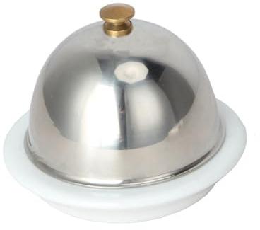 Mantequera de cerámica con tapa, recipiente de campana de mantequilla de acero inoxidable de 3.5 pulgadas, bandeja redonda de mantequilla, mini platos de postre para pasteles, recipientes de alimentos