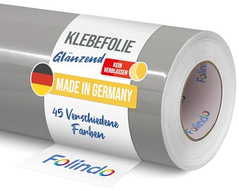 FOLINDO Möbelfolie selbstklebend Glanz Vinyl - langlebige Möbel Klebefolie 072 Hellgrau 5 m x 63 cm - Klebefolie Küche - selbstklebende Folie Möbel - moderne Schrankfolie versch. Größen