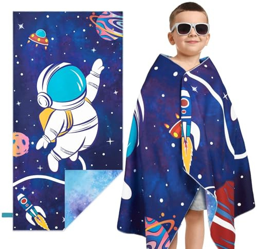 WERNNSAI Telo Mare Microfibra per Bambini, Spazio Asciugamano Da Spiaggia per Bambino, 76 X 150 cm Morbido Asciugatura Rapida Fanciullo Asciugamano Mare, Campeggio Spiaggia Piscina Viaggio Leggero