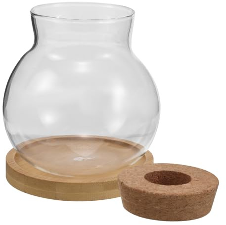 Alipis 2 Sets Plant Propagation Station Glass Vases with Bamboo Tray for Hydroponic Plants and Betta Fish, Easy to Clean Small Glass Hydroponic Flower Vases for Home Decor and Office