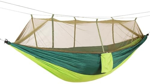 Camping Hängematten Hängematte Outdoor 1/2Person Leichte Camping Hängematte Zelt Markise Moskitonetz Hängematte Baldachin 210T Nylon Hängematten(2 Person Net Green)