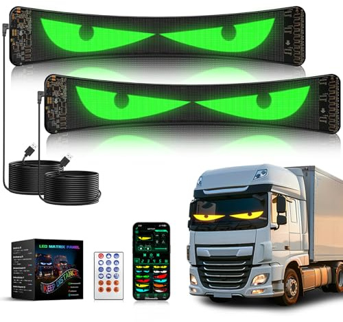 ZIMAOER Devil Eyes Light for Cars LED Augen für LKW und Auto Flexibles Programmierbares LED Display für Geschäft, Led Laufschrift Leuchtreklame Personalisiert Leuchtschild