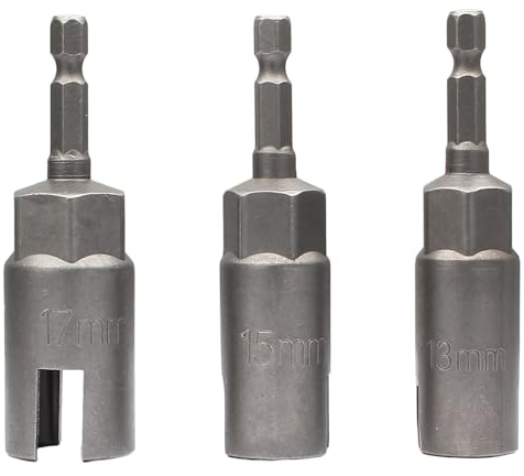 Litoexpe 3 Stück 1/4 Zoll (13 mm, 15 mm, 17 mm) Sechskantschaft Muttern-Schraubendreher, Power Wing Nut Drill Bit Socket Tool Drive Kit Steckschlüssel Werkzeuge Set Schlitz Flügelmuttern Bohrer Bits