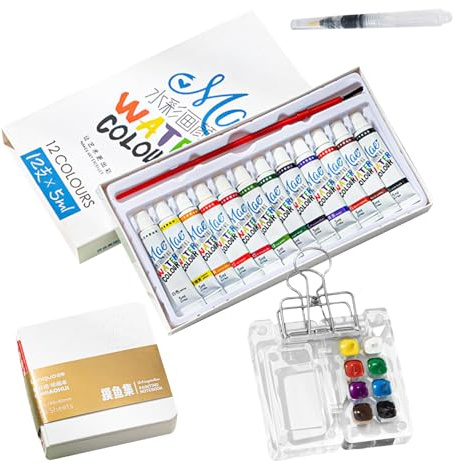 Set de Pintura portátil - Kit de bocetos de Acuarela, Paleta de Viajes de Bolsillo | Caja de Suministro de Dibujo Compacto, Herramienta de Pintura de Campo para Hombres, Arte de Viaje, práctic