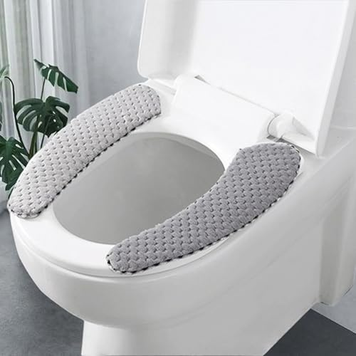MITUMORMOR WC Sitzbezüge Toilettensitzabdeckung, Waschbare Toilettensitzbezug, Toilet Seat Cover, Warmes Plüsch WC-Sitzkissen für den Winter - Grau