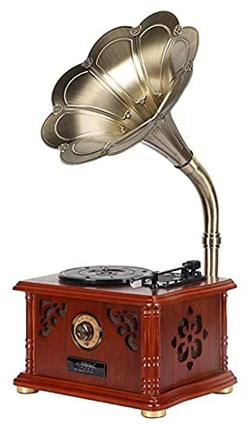 Vintage Gramophone Antique Phonograph Turntable with Bluetooth Retro Vinyl Record Player for Home Decoration Classic Gift for Music Lovers and Collectors