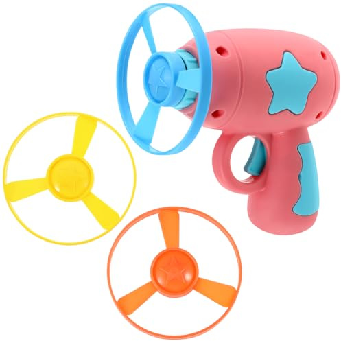 DOITOOL 1 juego de lanzador de platillo de disco volador, juguete interactivo para gatos, juguete de juego de persecución, multicolor, abdominales, para mascotas y niños, 3 piezas