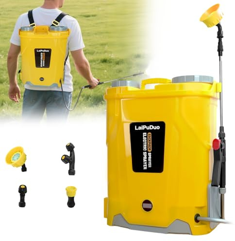 Pulverizador trasero con batería, 20 L, 100 PSI, compatible con Dewalt 20 V, pulverizador trasero con 4 boquillas, 5,3 galones para jardín, pulverización y limpieza (sin batería)