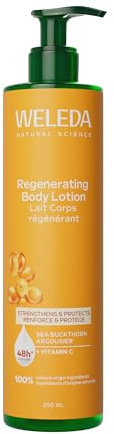 WELEDA Lotion corporelle bio régénérante - Cosmétique naturelle à l'argousier - Avec huile d'argan et huile de sésame - Renforce la barrière cutanée - Lotion naturelle pour le corps pour le soin des