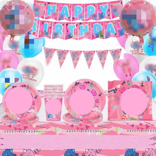 Stitc Stoviglie per Feste,Decorazioni Compleanno Stitc, Festa di Compleanno a Tema-Piatti,Happy Brithday Banner ,tazza di carta,Tovaglia