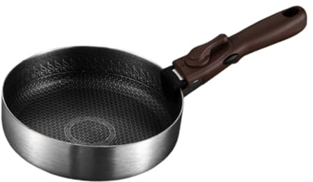 Qianly Sartén Antiadherente Sartén Redonda Sartén de Chef Sartén para Saltear con Mango Extraíble de Acero Inoxidable 316 Textura Panal Adecuada para Cocinas, Sin Tapa, Individual