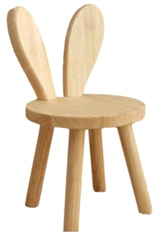 Aboiledy Kinderstuhl Massiv Holzhocker 3 Jahr kinderzimmer Kinder Stuhl, Süßer Kleiner Bretthocker mit Hasenohren Form Rückenlehne, rutschfeste Massivholz Ständerhocker Geschenke