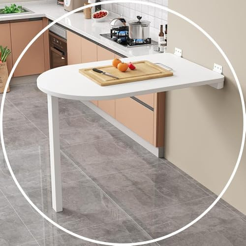 QSPNVFB Wandklapptisch Schwimmend Esstische, Holz Schreibtisch Bartisch Wohnmobiltische Halbrund Klappbar Pub-Tisch Für KüChe Büro Balkon Waschküche(80x50cm(32x20))