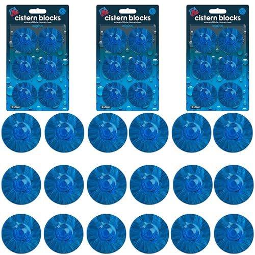 Toilet Cistern Blue Blocks – 18 Pack Toilet Cleaner Tablets | Powerful Limescale & Odour Remover | Ocean Scent Freshness & Each Lasts 14 Days Blue Water | Toilet Cleaning Solution
