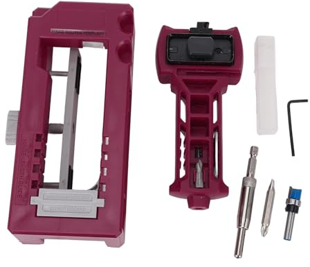 Garosa Türscharnier- und Riegel-Installationssatz, Verstellbare Frässchablone für 1 3/8 Zoll oder 1 3/4 Zoll Große Türen mit Selbstzentrierendem Bohrer-Stemmwerkzeug für Professionelle