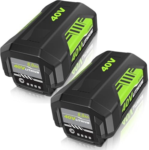 GERIT BATT 8.0Ah 40 Volt Replacement for Ryobi 40V Battery,Compatible with Ryobi 40 Volt Battery Leaf Blower, Leaf Vacuum, Weed Wacker, Blower, Cordless Snow Shovel, Snow Blower (Black-8.0Amps-2PACK)