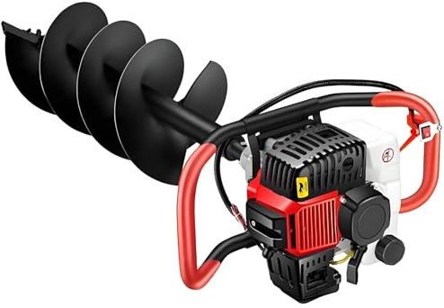 SHENGSHIYU Trivella a Scoppio 158cc,Motore a 4Tempi Miscela Benzina per Terreno,da Giardino,Mototrivella a Scoppio Professionale,Punta in Acciaio al Manganese,Serbatoio 1200ml,Diametro Punta 20cm