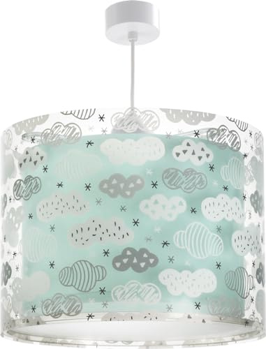 Dalber Lámpara Techo Colgante Infantil Clouds Nubes Verde Mint 41412MH E27 | Incluye difusor de luz inferior extraible; Habitación niños; lámparas infantiles