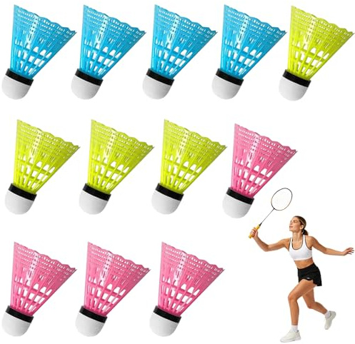 Infreecs 12 Stück LED Federballs, Leuchtende Nylon Badminton Bälle | LED Nylon Federball Set für Indoor & Outdoor, Langlebig, Badminton Federball Set für Nachtspiele & Sportaktivitäten