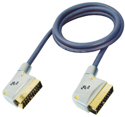 all4U BBVC3-3L Câble Série Bleue Scart Mâle/Mâle (21 multipôle) Chromé Full-Contact 3 m Bleu Foncé