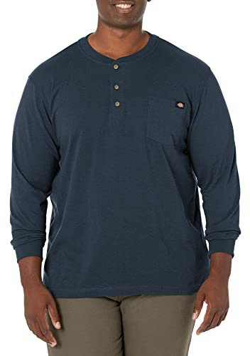 Dickies Langärmliges Henley-Shirt für Herren, Dunkles Marineblau, XL