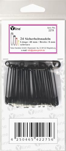 24 Stück Sicherheitsnadeln 40 mm, schwarz lackiert, Nadel Nadeln, sl, 2275 (40 mm)