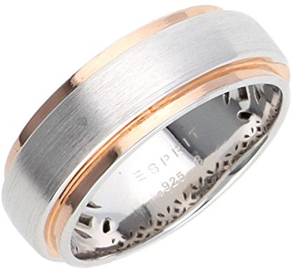ESPRIT Damen Ring Silber Rosé Bicolor Modern Shape ESRG92278B1, Ringgröße:54 (17.2 mm Ø)