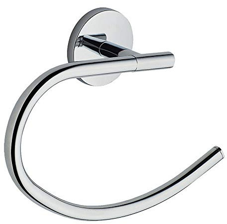 Kibath 324664 Toallero de Anilla de diseño. Fabricado en Acero Inoxidable y Acabado en Cromo Brillo. con Dos Opciones de colocación, Adhesiva o con Tornillos