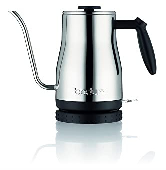 Bodum Bistro 11940-16EURO Elektrischer Wasserkocher mit langem Auslauf, 1.200 W, 1.0 l, Edelstahl